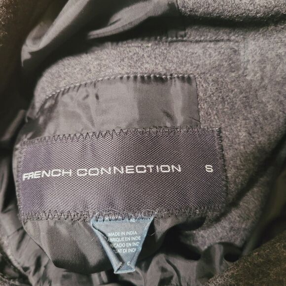 French Connection Pea Coat Womens S Gray Double Breasted Wool Blend Button Front - Picture 10 of 12